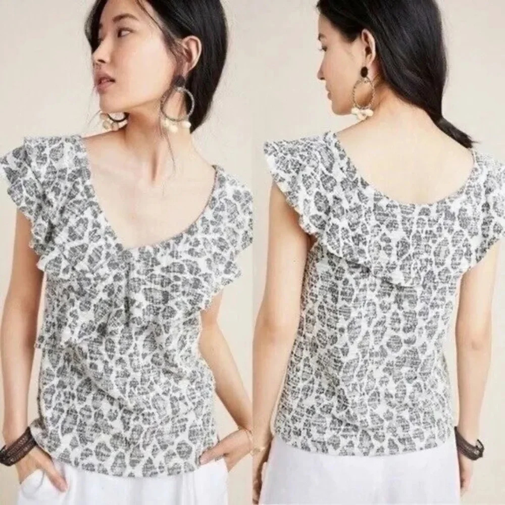 Anthropologie Dolan Savannah Ruffle Sleeve Aysmmetrical Top Medium